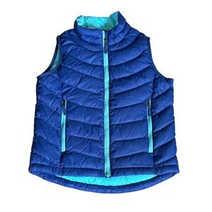 L.L. Bean Blue & Aqua Quilted Down Puffer Vest, Child's Size 8, *Flaw*
